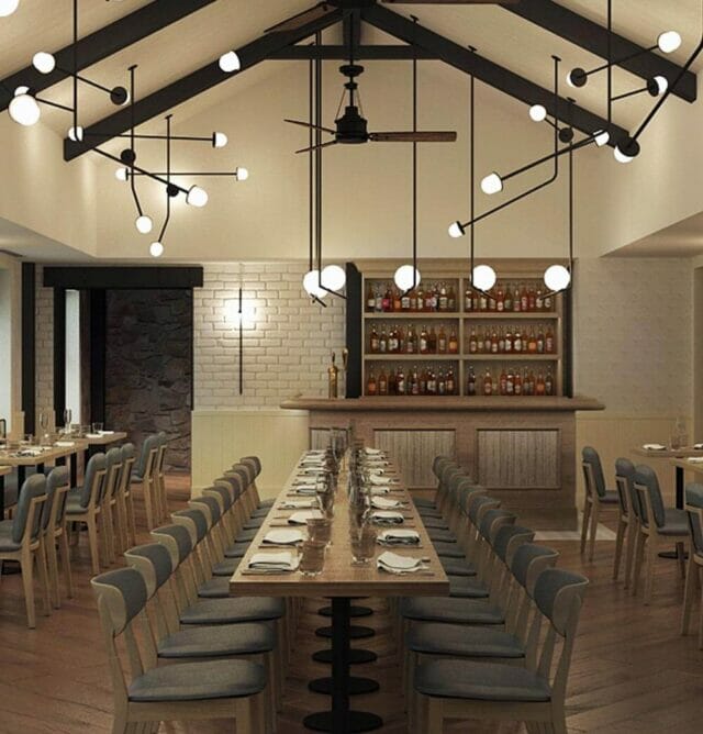 Greystones Upstairs at Greystones' with long dining tables