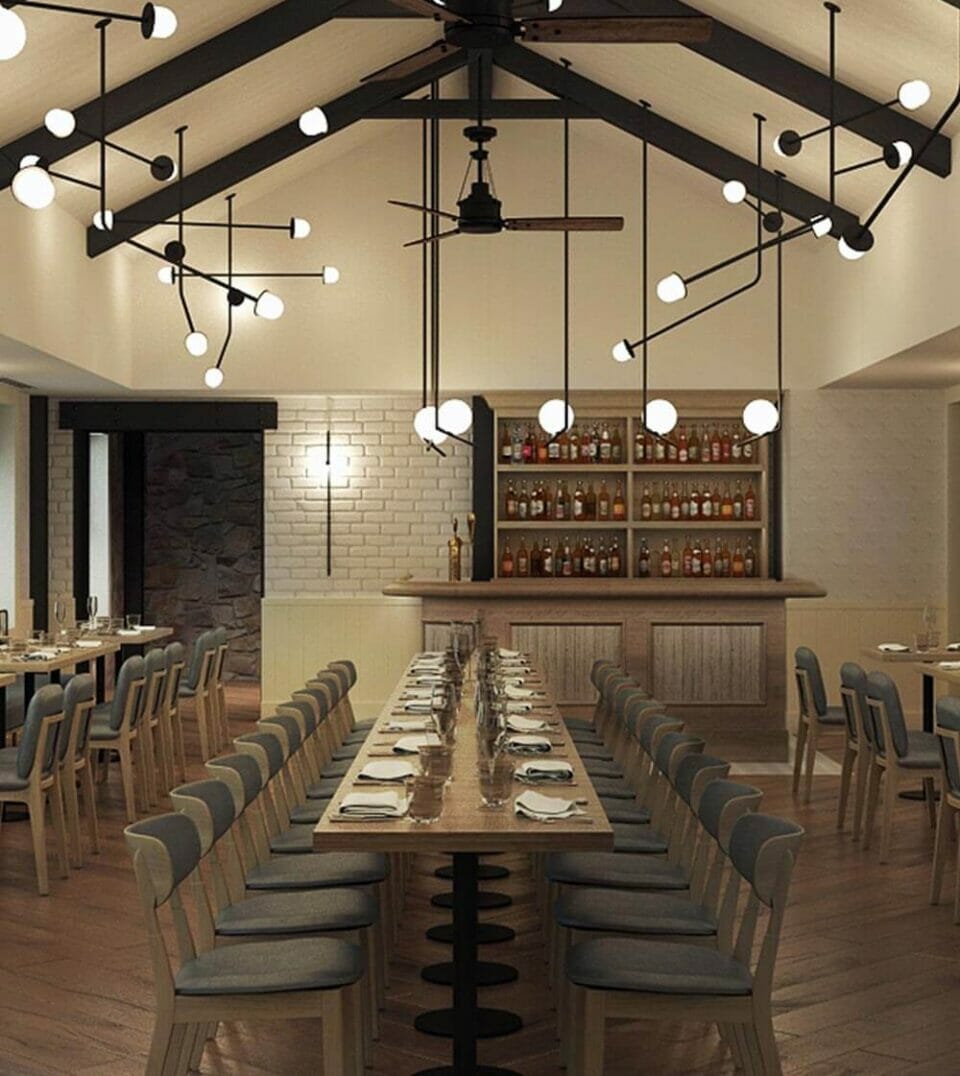 Greystones Upstairs at Greystones' with long dining tables